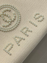 Chanel Natural Canvas and Tan Leather Large Pearl Deauville Tote - 30x39x22cm