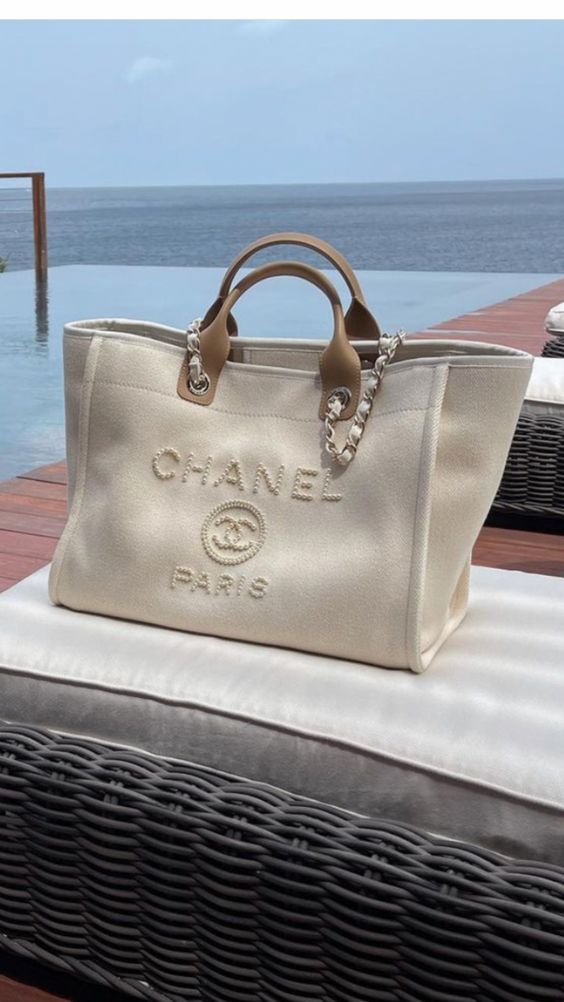 Chanel Pearl Deauville Tote Bag in Beige