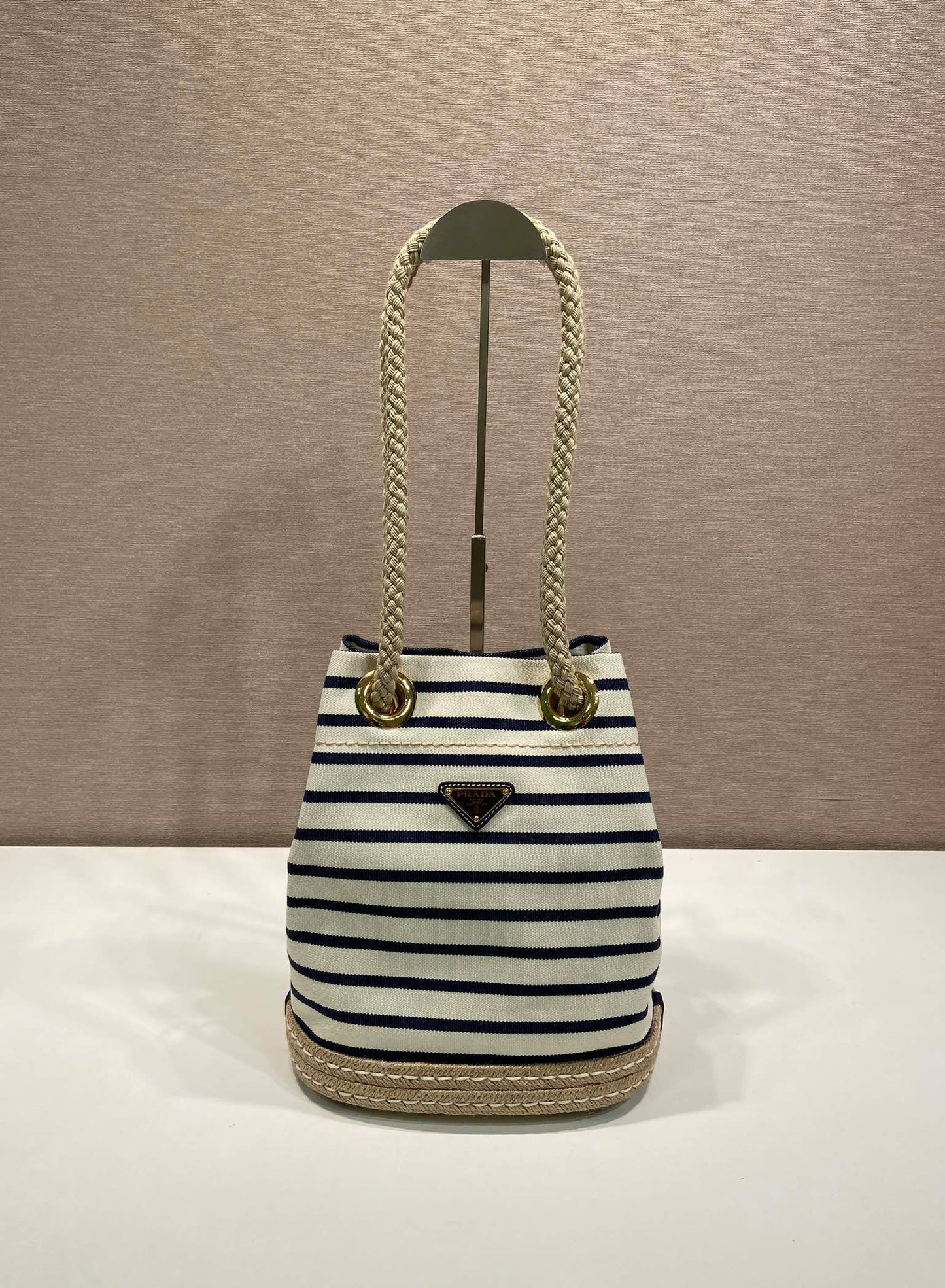 Prada Striped Bucket Bag Frabic