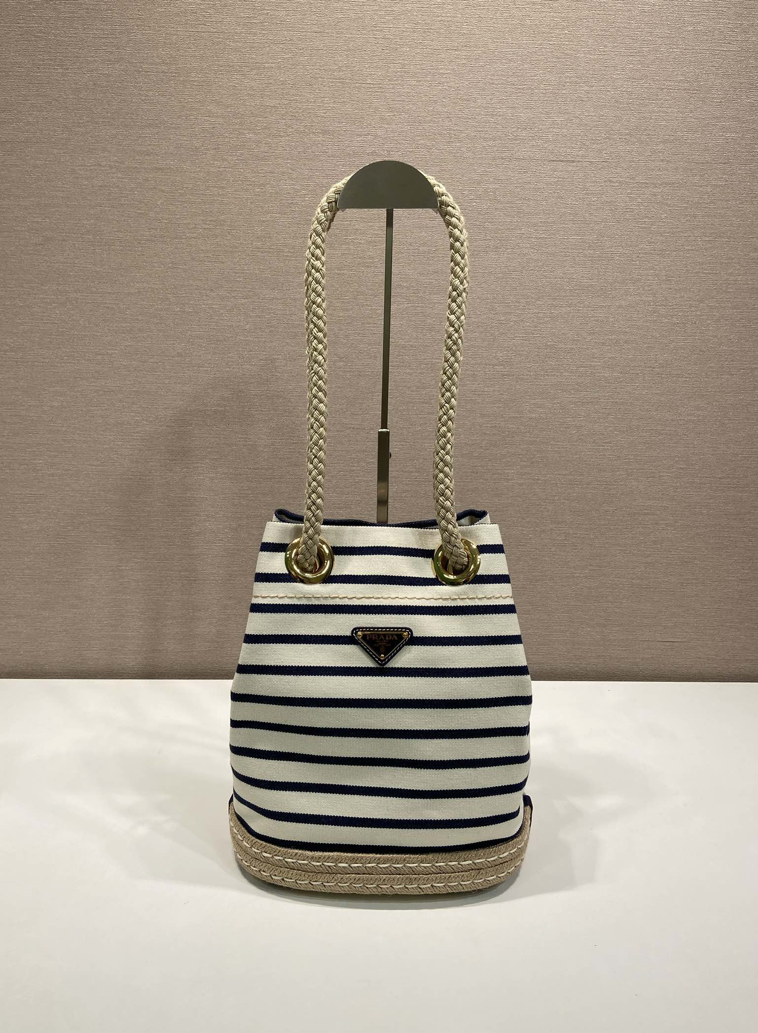 Prada Striped Bucket Bag Frabic