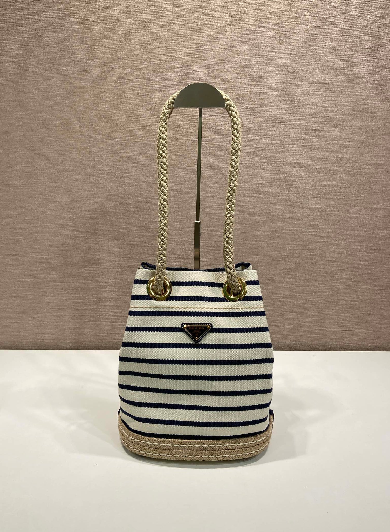 Prada Striped Bucket Bag Frabic
