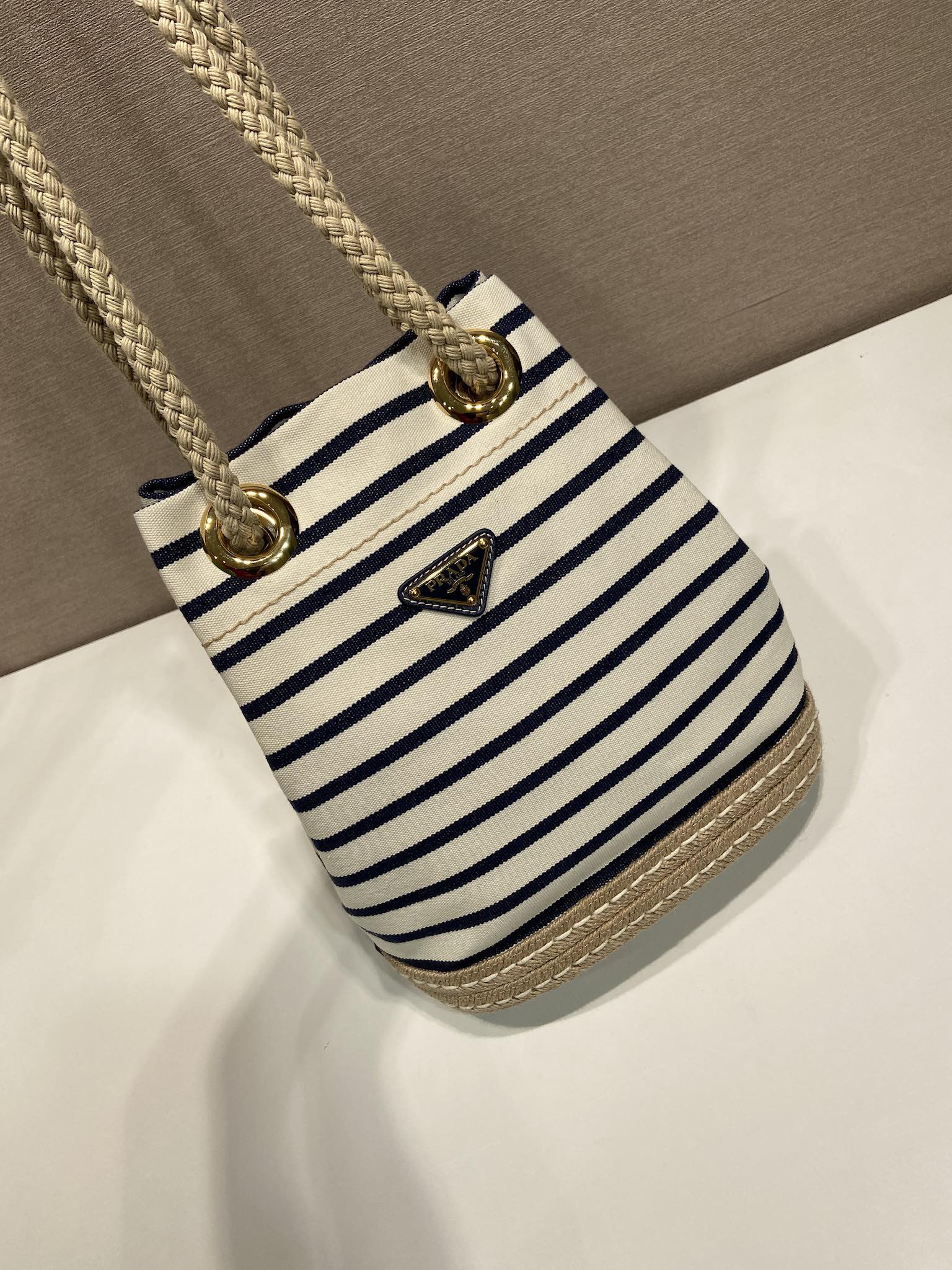 Prada Striped Bucket Bag Frabic