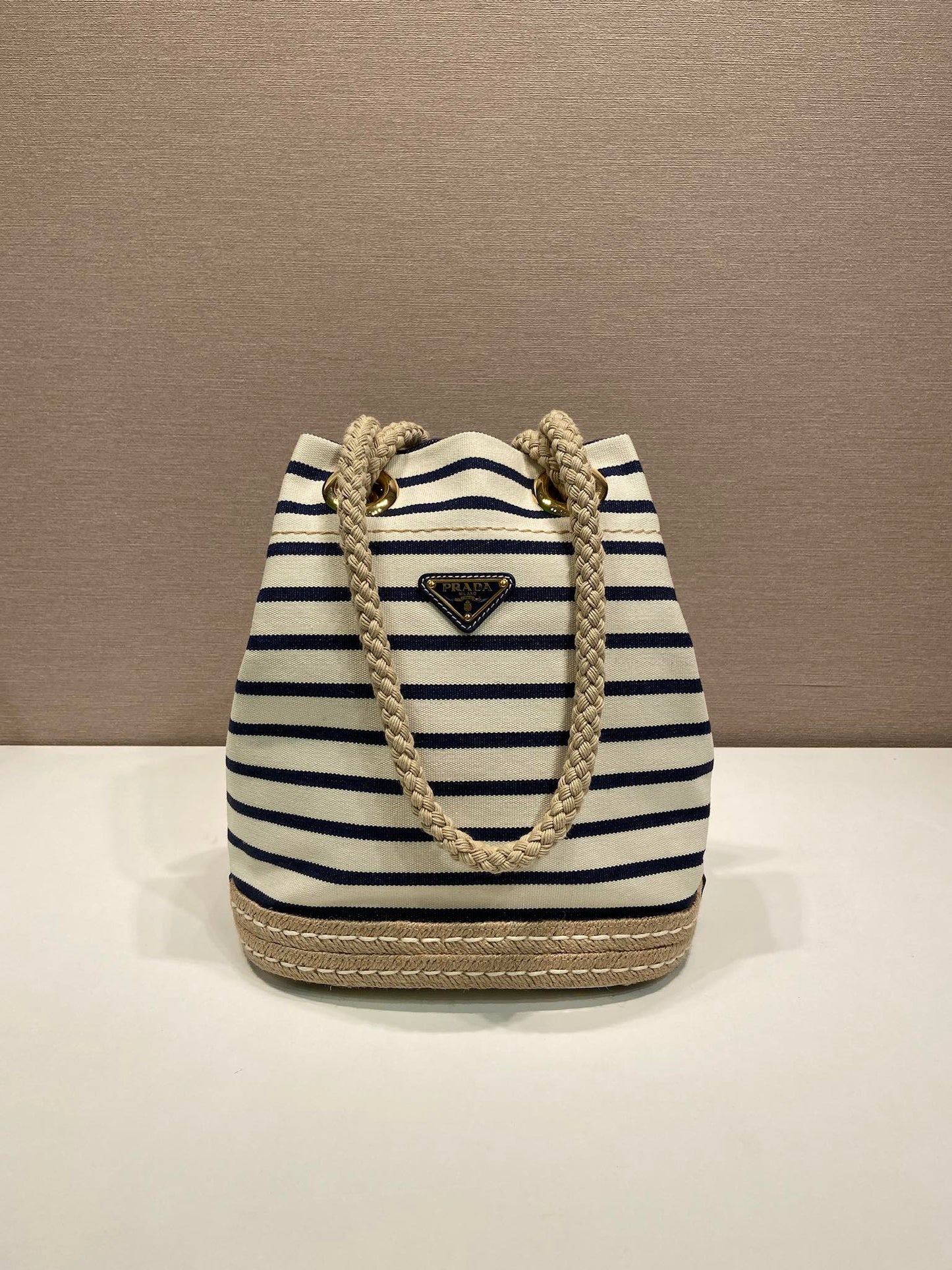Prada Striped Bucket Bag Frabic