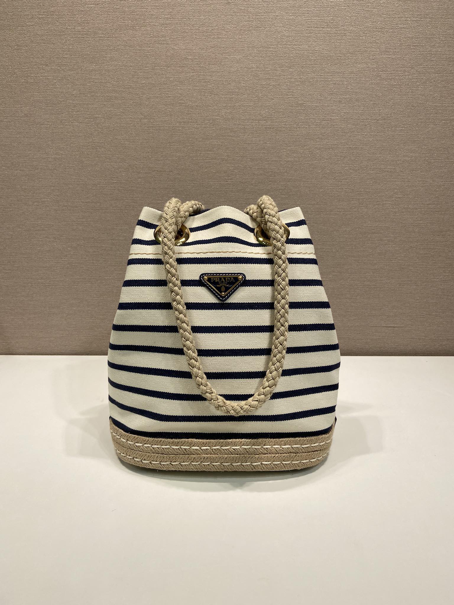 Prada Striped Bucket Bag Frabic