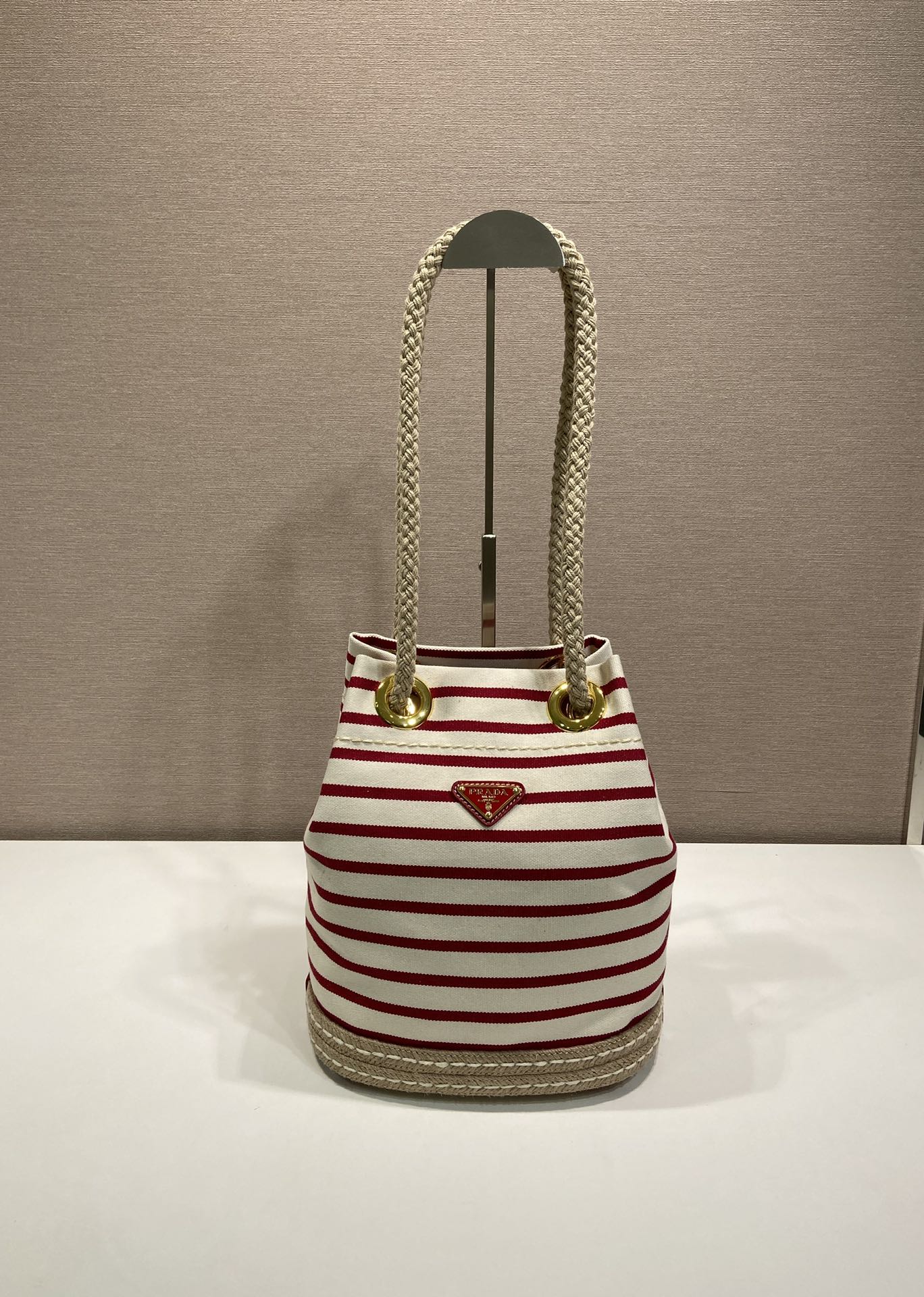 Prada Striped Bucket Bag Frabic