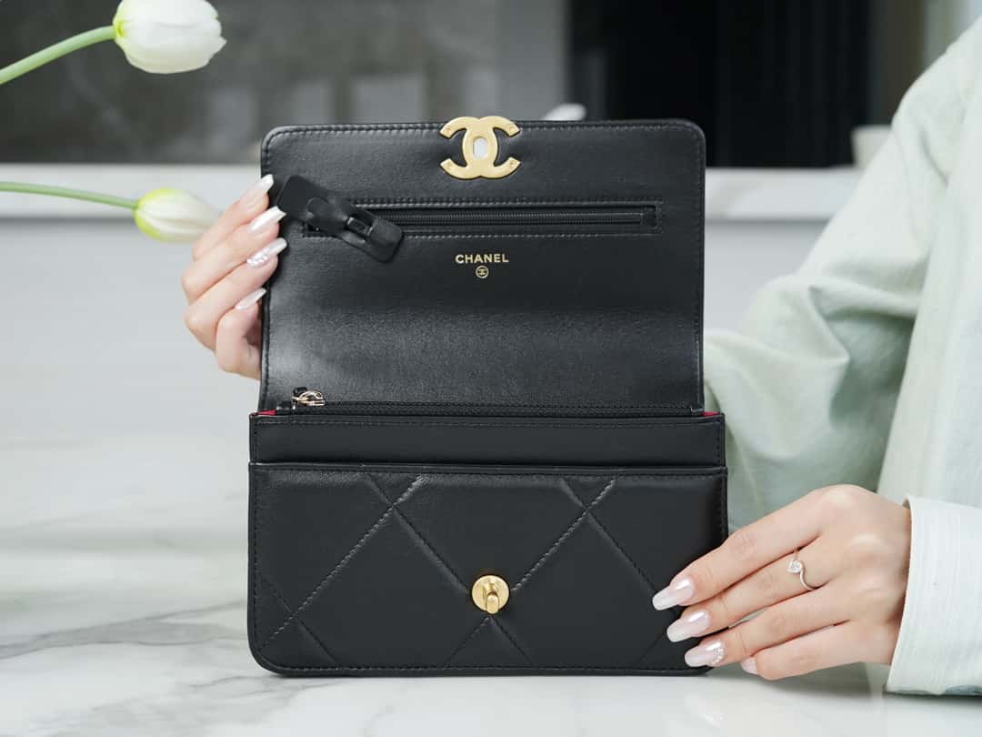Chanel 19 WOC Wallet On Chain AP0957 BLACK Flap Bag