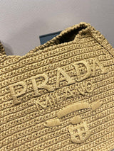 Prada Raffia Round Tote - 30x24x4.5cm
