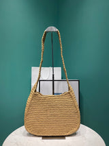 Prada Raffia Round Tote - 30x24x4.5cm