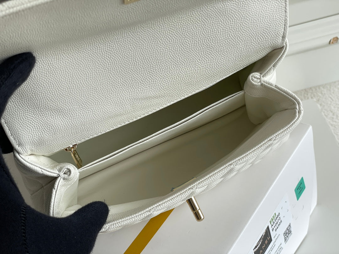 Chanel Coco Handle White Bag - 24x14x10cm