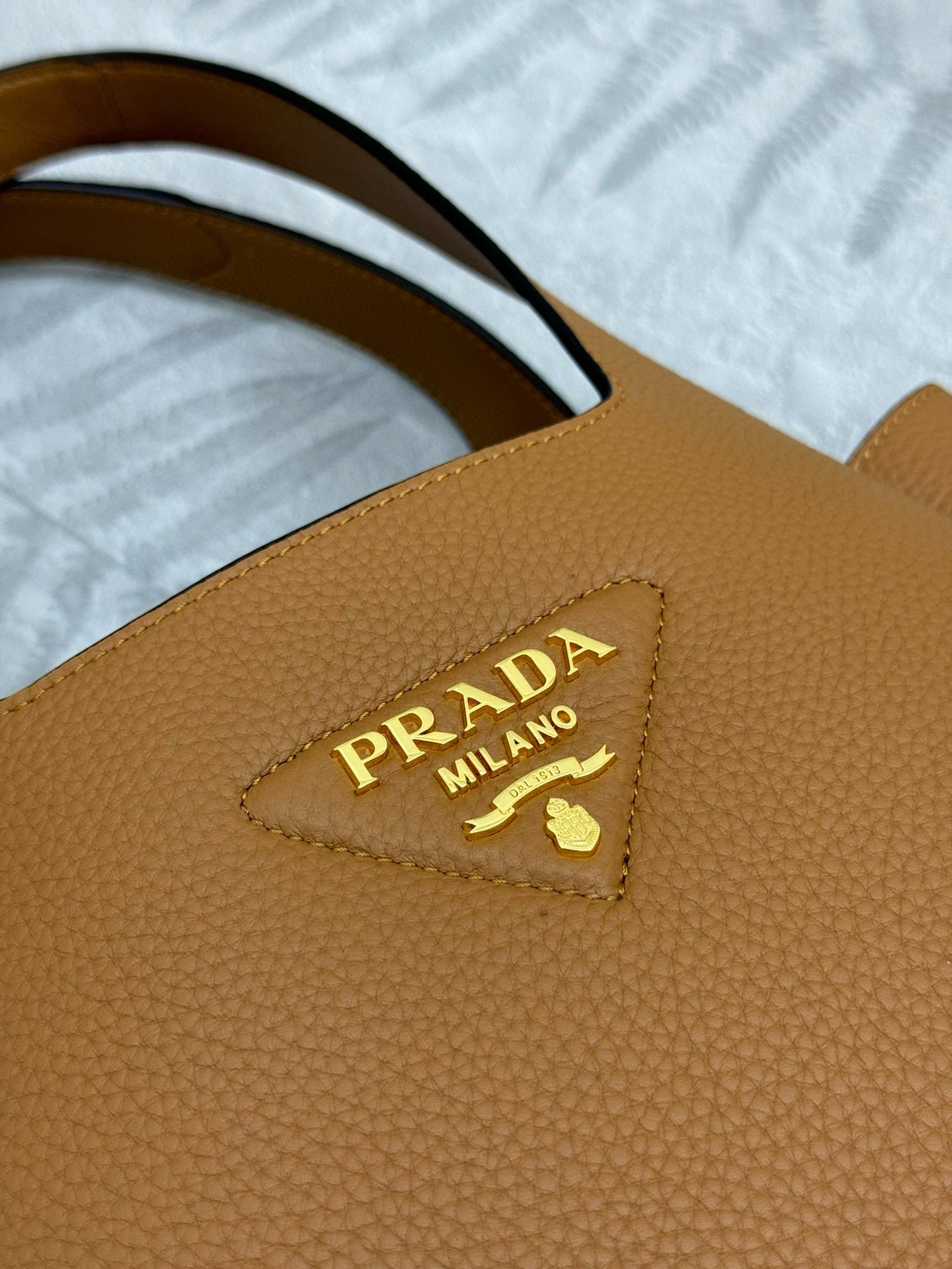 Prada Medium Leather Tote Bag Caramel Calfskin