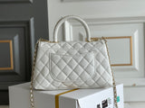 Chanel Coco Handle White Bag - 24x14x10cm