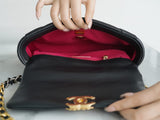 CHANEL 19BAG AS1160 Black Gold Buckle Bag Small 26CM