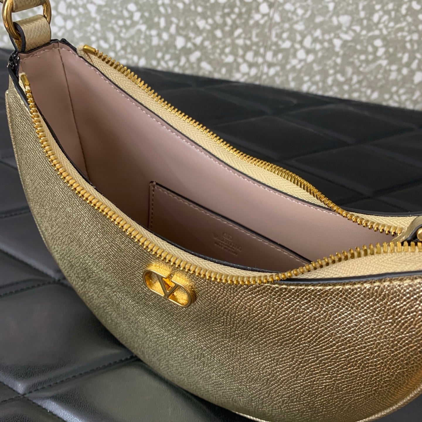 VA GARAVANI VLOGO mini HOBO bag gold calfskin 566877