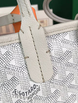 ANJOU MINI BAG 20 IN WHITE CALFSKIN AND GOYARDINE CANVAS