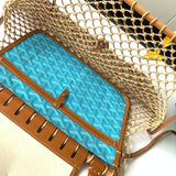 ALIGRE BAG 40 IN BABY BLUE WOVEN RAFFIA AND CALFSKIN