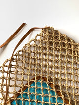 ALIGRE BAG 40 IN BABY BLUE WOVEN RAFFIA AND CALFSKIN